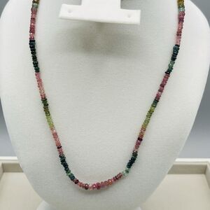 JTV JCH136 Multi-Color Tourmaline Rondelle Bead Necklace 925 Sterling Silver 18"